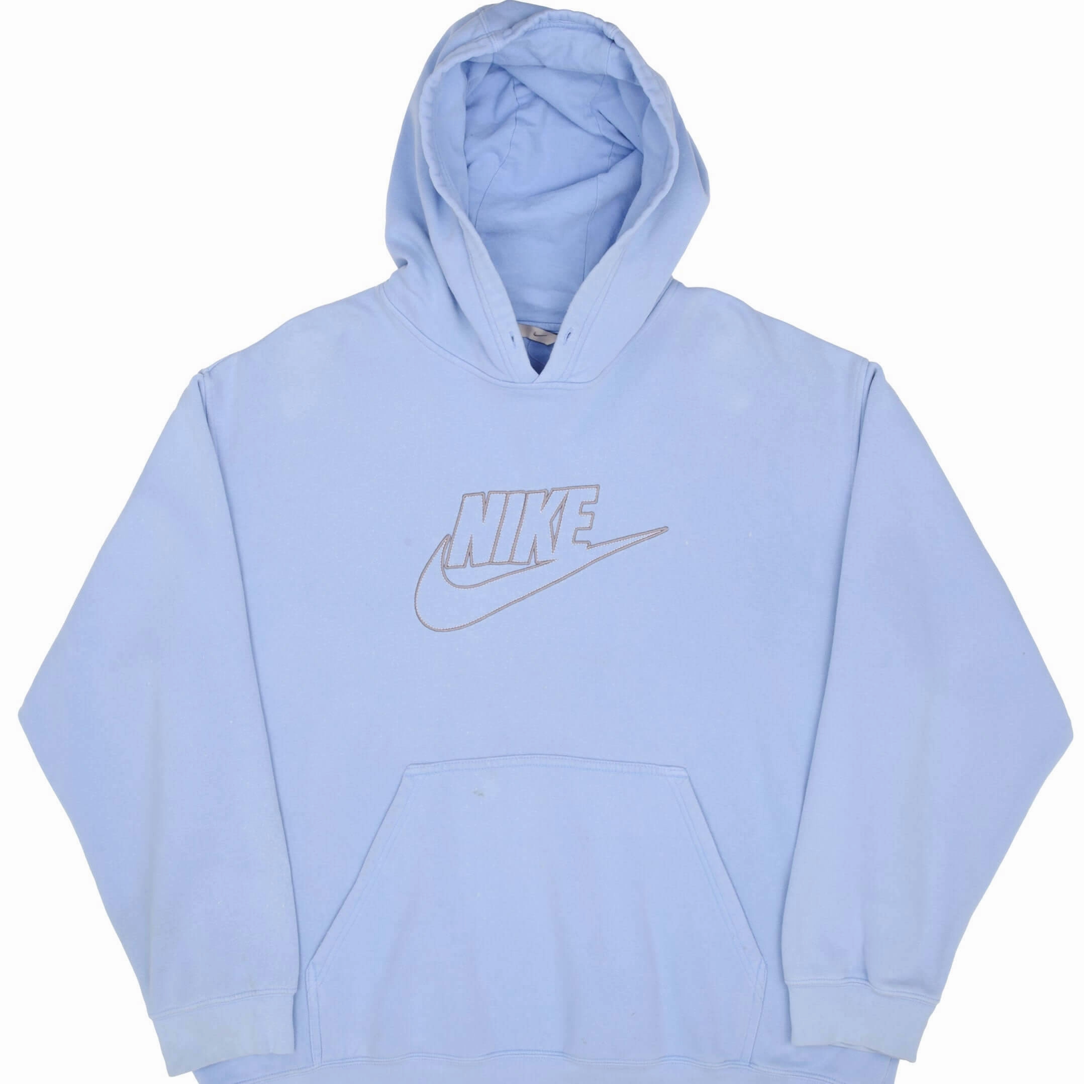 Comfy Layers fit for home VINTAGE NIKE SPELLOUT SWOOSH BLUE HOODIE SWEATSHIRT 2000S SIZE XL
