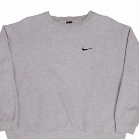 Easy Wear Casual Chic VINTAGE NIKE CLASSIC SWOOSH GREY SWEATSHIRT 1990s SIZE XL
