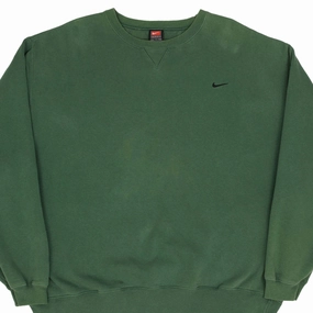 City Cool Comfy Basics VINTAGE NIKE SWOOSH GREEN SWEATSHIRT 1990S SIZE 2XL