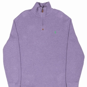 product affordability VINTAGE POLO RALPH LAUREN MAUVE QUARTER 1/4 ZIP SWEATER LARGE