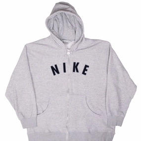 VINTAGE NIKE SPELLOUT LOGO GREY FULL ZIP UP SWEATSHIRT 2000S LARGE Timeless Style