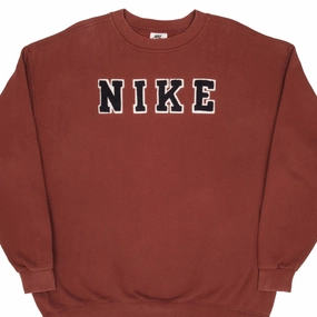 Weekend Comfort product brand loyalty VINTAGE NIKE SPELLOUT BURGUNDY SWEATSHIRT 1990S SIZE XL MADE IN USA
