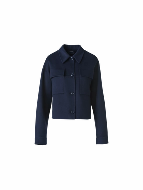 Water Resistant Outerwear Durable Stitching Short Boxy Cashmere Double-Face Shirt Jacket