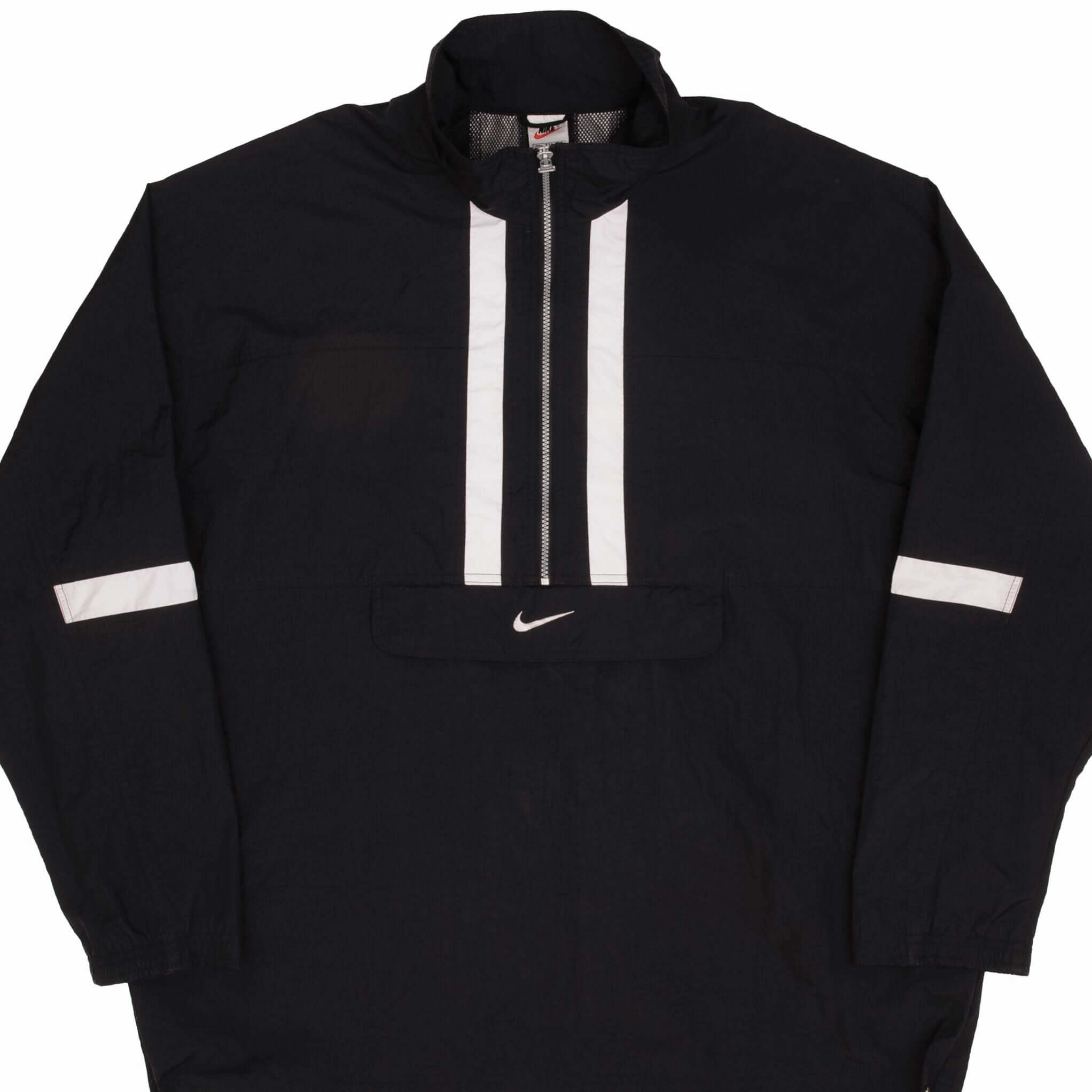 Upgrade VINTAGE NIKE CENTER SWOOSH BLACK PULLOVER WINDBREAKER JACKET 1990S SIZE 2XL