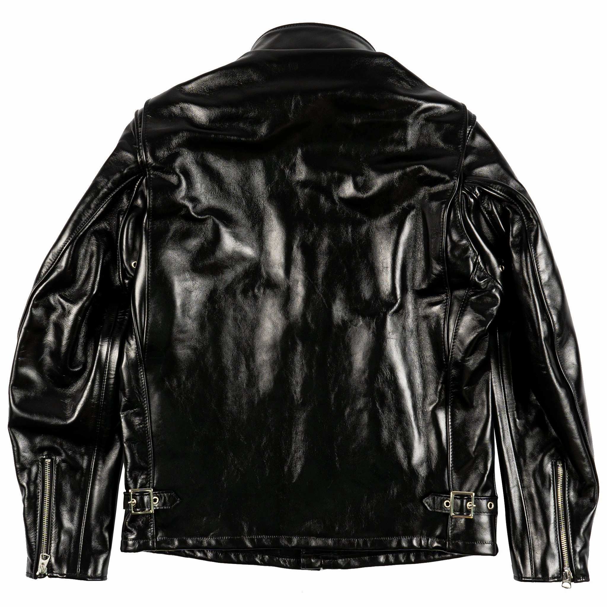 641HH - Racer Black Leather Motorcycle Jacket in Horsehide - Black Stretchable suitable for school days