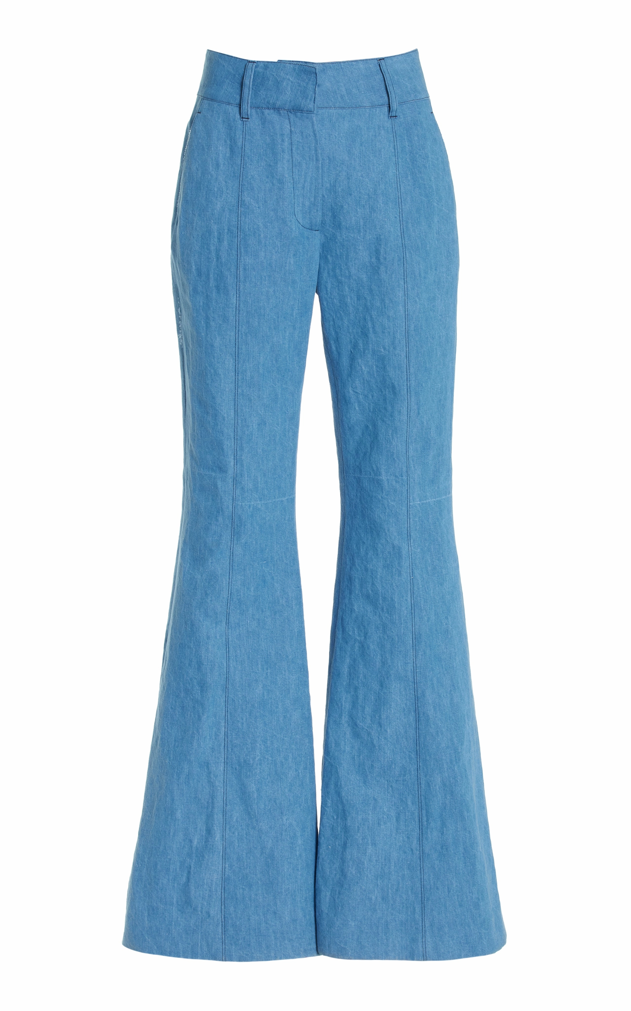 Casual Comfort Wear Organic Cotton Blend Rhein Pant in Light Blue Recycled Cotton Linen Denim
