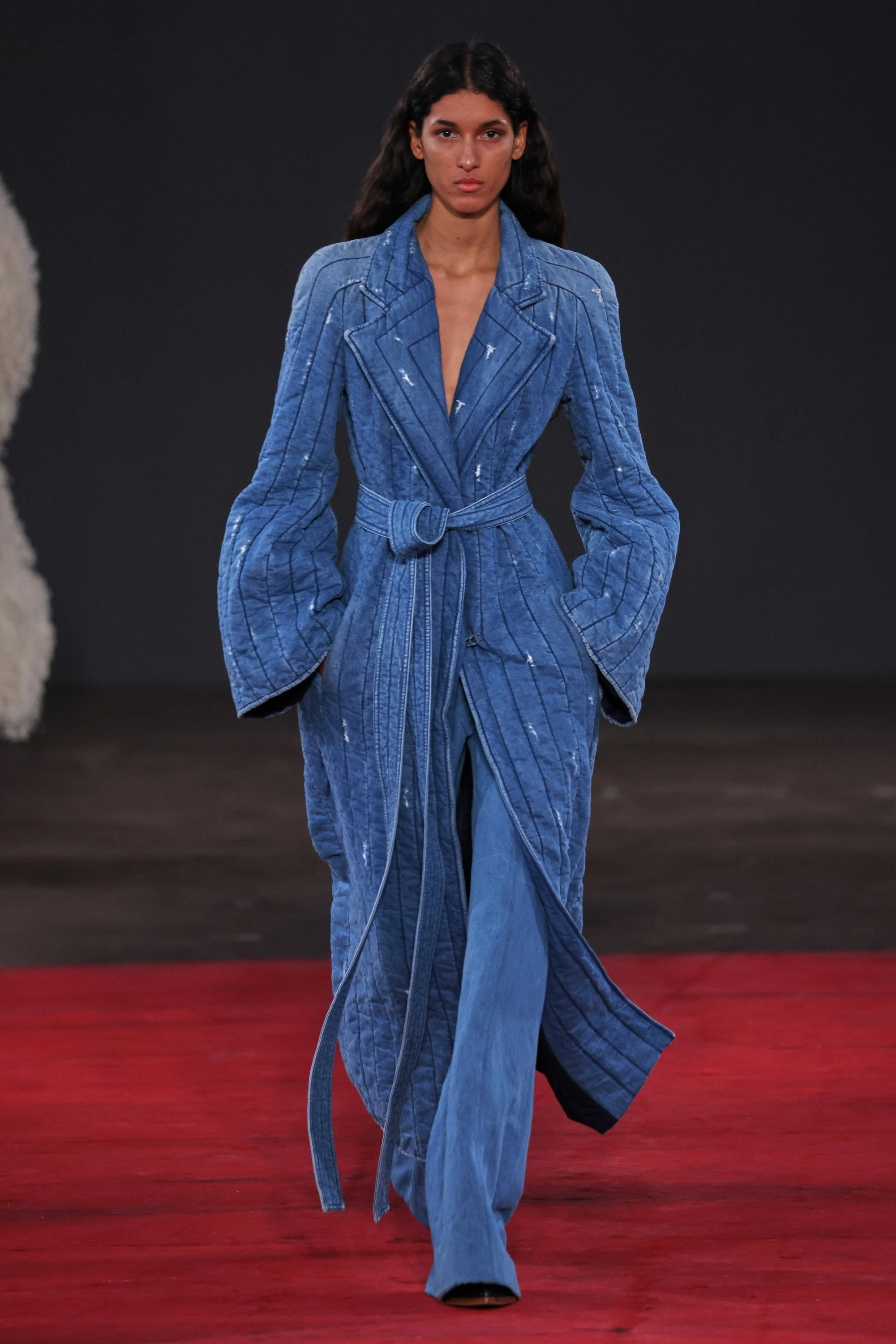 Detachable belt Sophisticated Look Rhein Pant in Light Blue Recycled Cotton Linen Denim