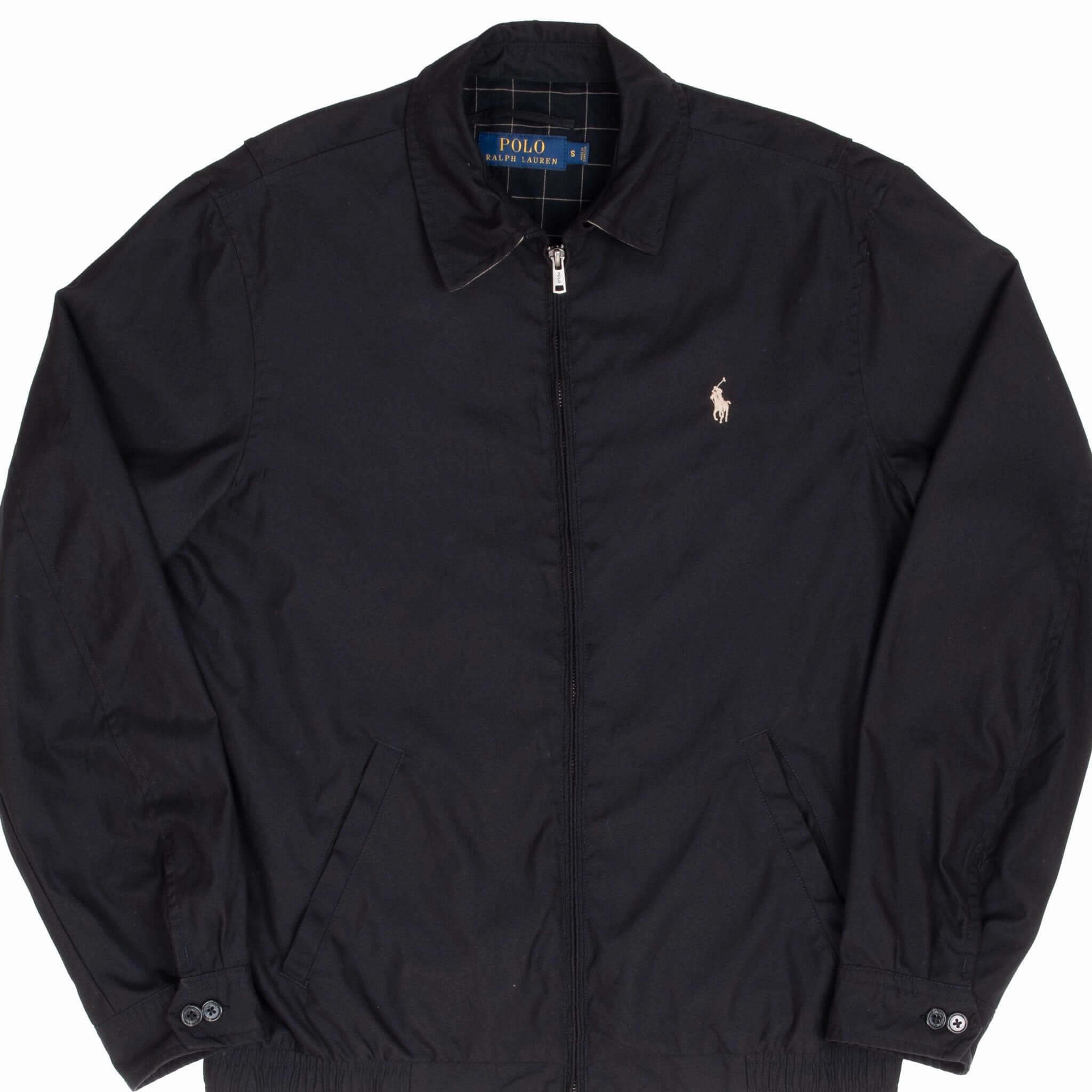 VINTAGE POLO RALPH LAUREN BLACK HARRINGTON GOLF JACKET SMALL Foldable Collar Prize