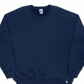 product festival wearability VINTAGE RUSSELL ATHLETIC BLANK NAVY BLUE SWEATSHIRT 1990S 2XL