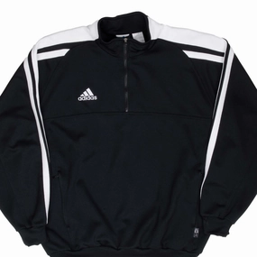 VINTAGE ADIDAS BLACK PULLOVER TRACK JACKET 1990S XL age - appropriate