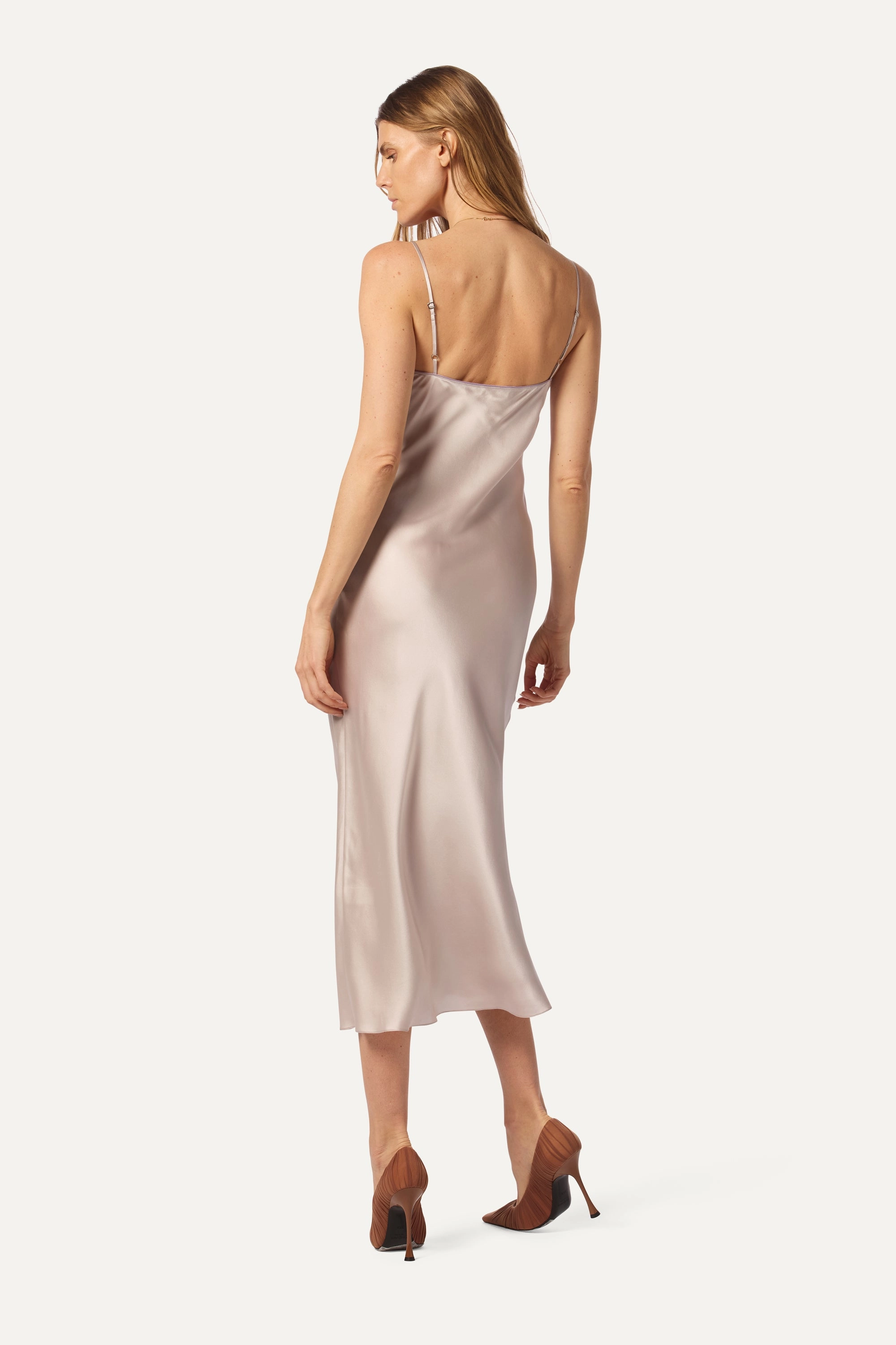 TAYLOR B V-NK BIAS CUT DRESS W/ CONTRAST PIPING | HIMALAYA/PRISM Draped Silhouette Timeless office dress