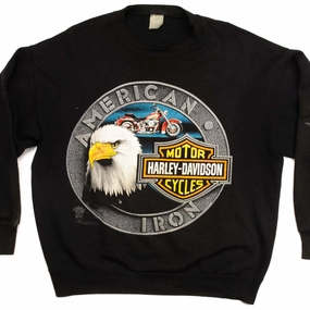 nautical print Casual Layers VINTAGE HARLEY DAVIDSON AMERICAN IRON SWEATSHIRT 1988 SIZE XL MADE IN USA