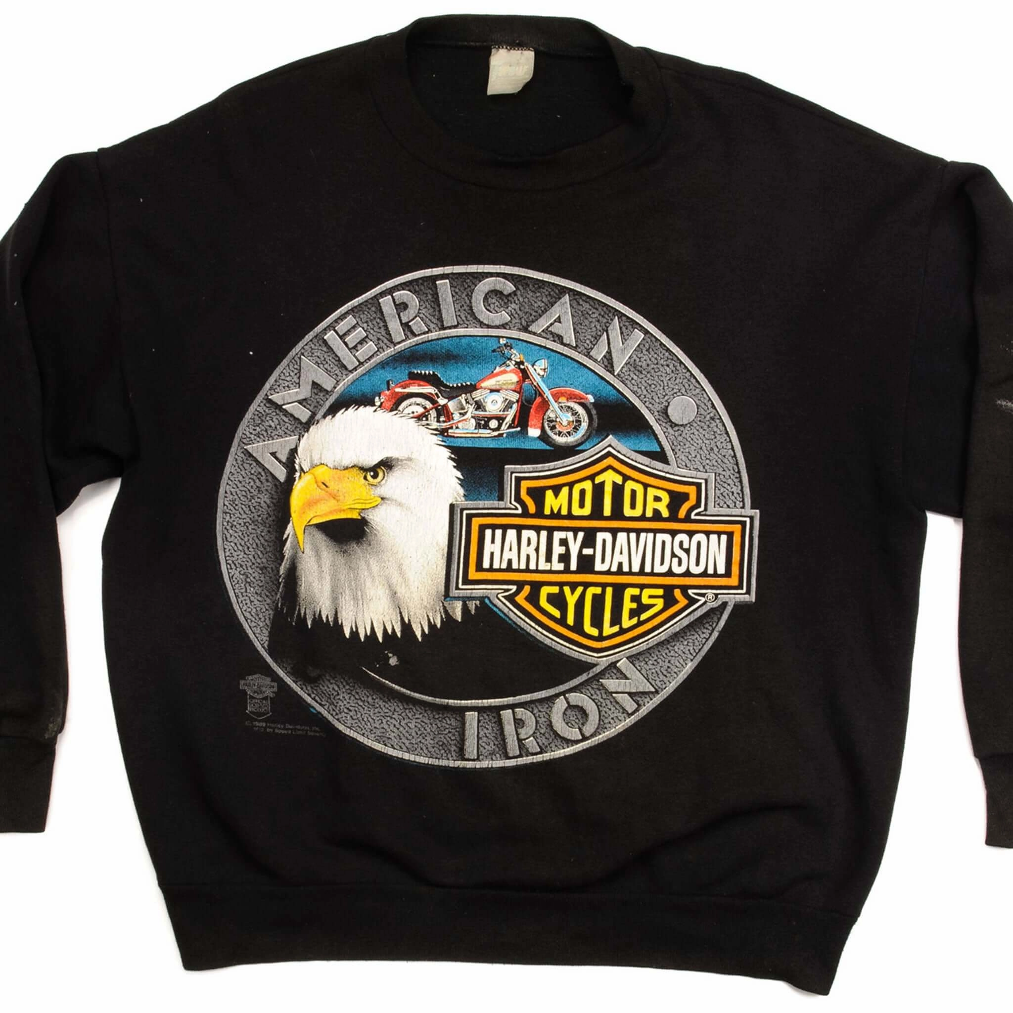 nautical print Casual Layers VINTAGE HARLEY DAVIDSON AMERICAN IRON SWEATSHIRT 1988 SIZE XL MADE IN USA
