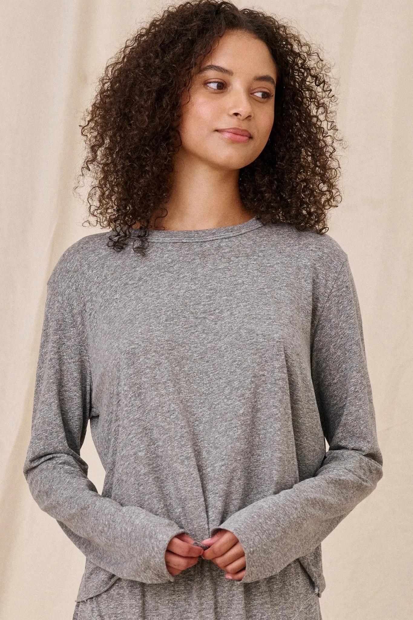 Bold Comfort LayeredHemDetails The Long Sleeve Crop Tee