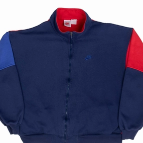 Bright Hue Comfy Street Style VINTAGE NIKE CLASSIC SWOOSH BLUE FULL ZIP SWEATSHIRT 1980S SIZE XL