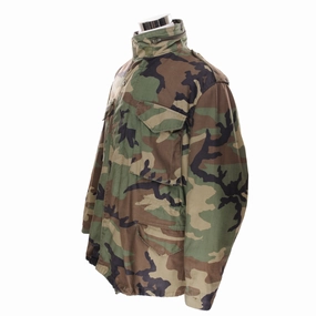 VINTAGE US ARMY M-1965 M65 WOODLAND CAMO FIELD JACKET 1987 LARGE REGULAR Lightweight Waterproof City Streets