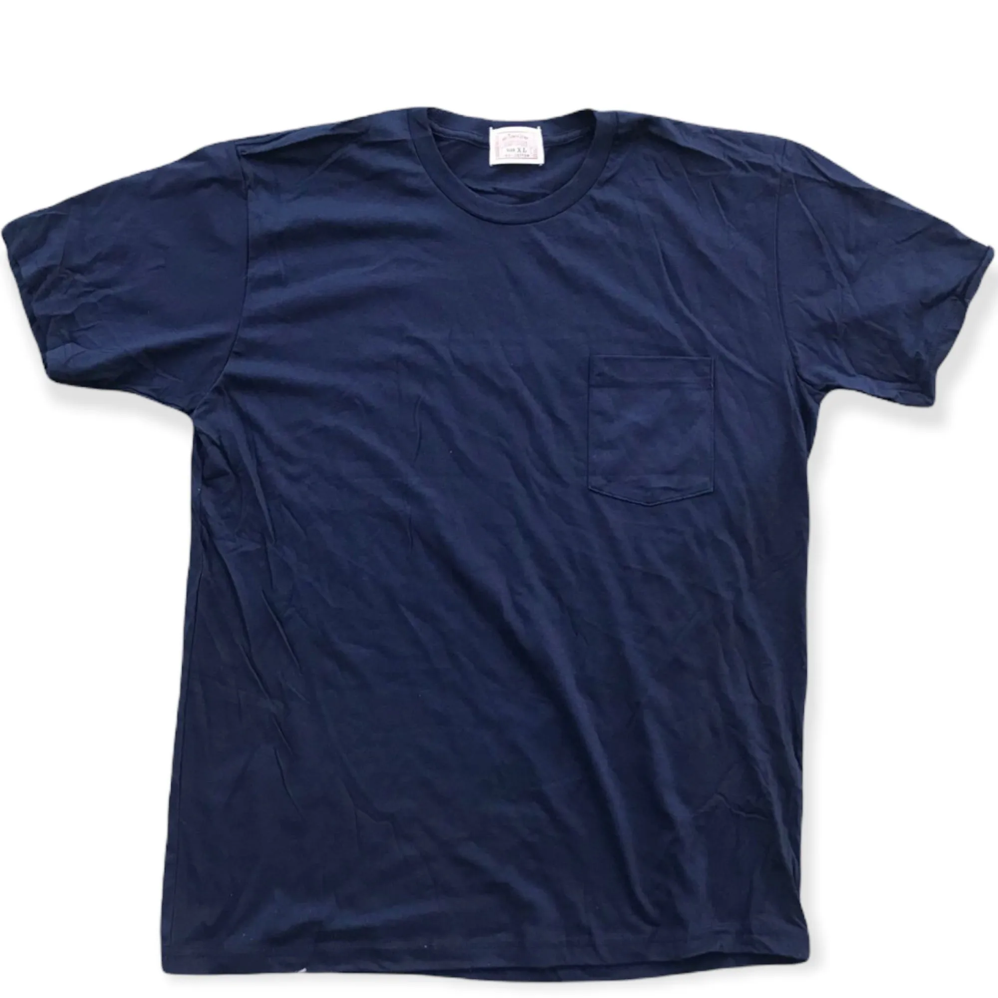 Breathable Performance Wear Movie Night 4.4oz TEXAS MADE " Pocket " Crew Neck Navy