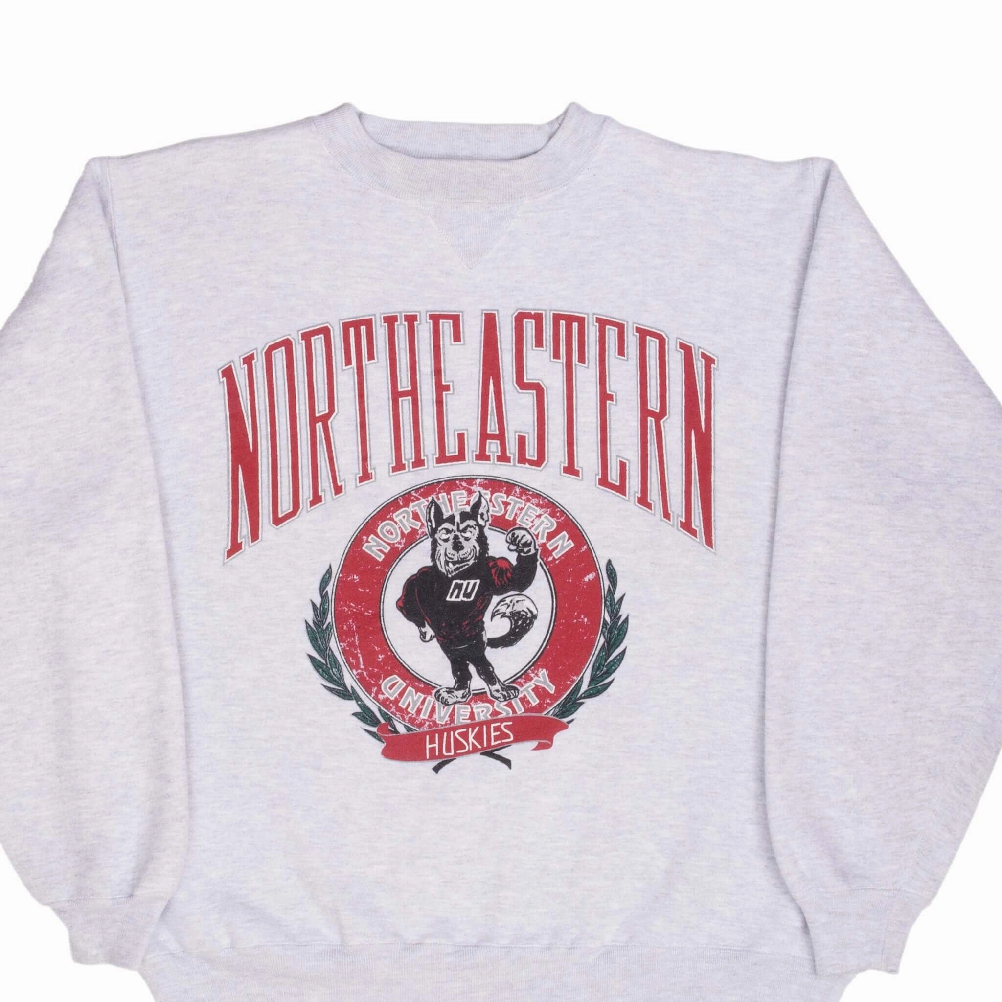 VINTAGE NORTHEASTERN HUSKIES CREWNECK SWEATSHIRT 1990S LARGE Layered Look