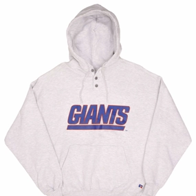 VINTAGE NFL NEW YORK GIANTS RUSSELL HOODIE SWEATSHIRT SIZE 2XL 1990S MADE IN USA Regular Fit