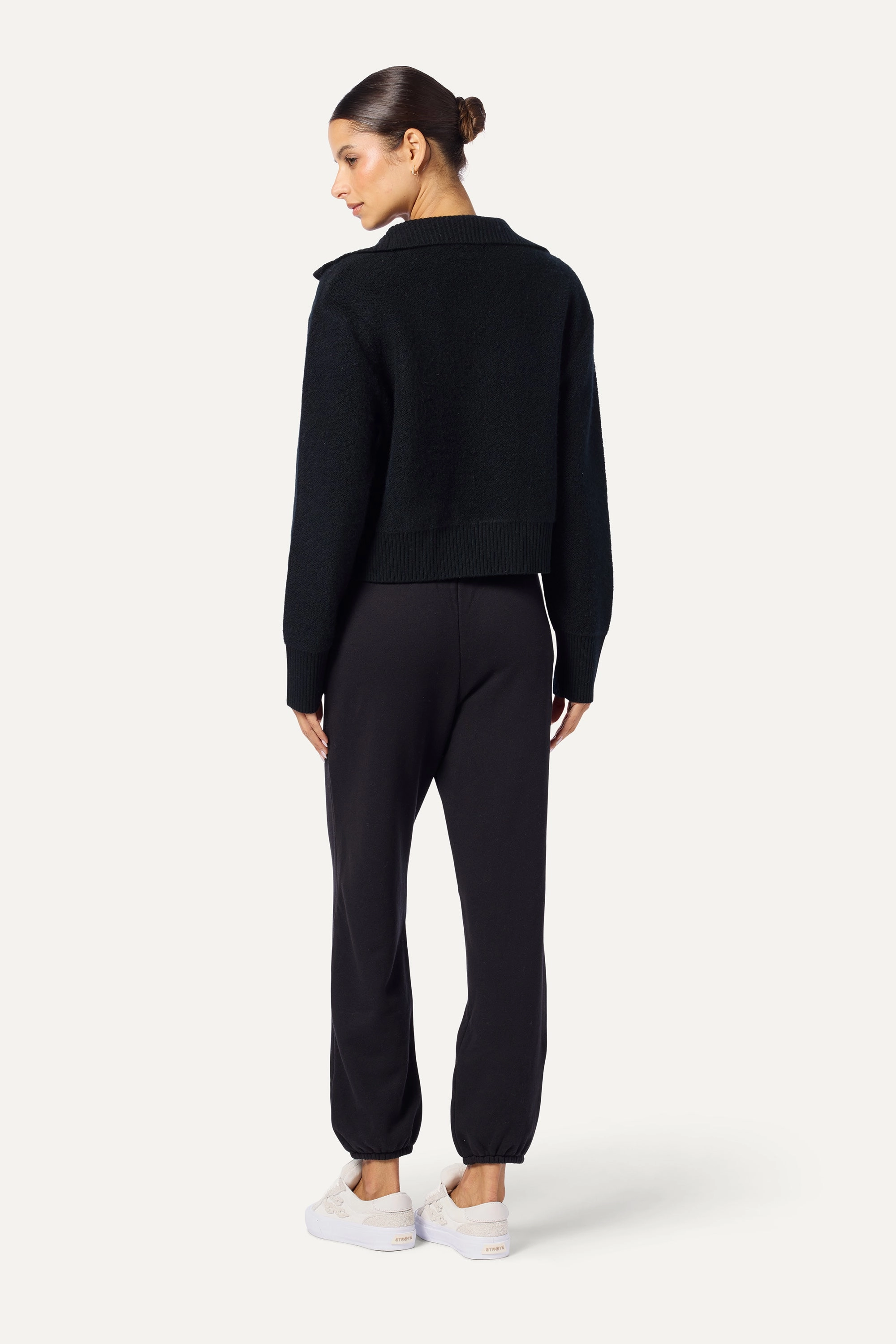 Winter Must-Have Knit Cozy Knit Style TINSLEY HALF ZIP CASHMERE PULLOVER | BLACK