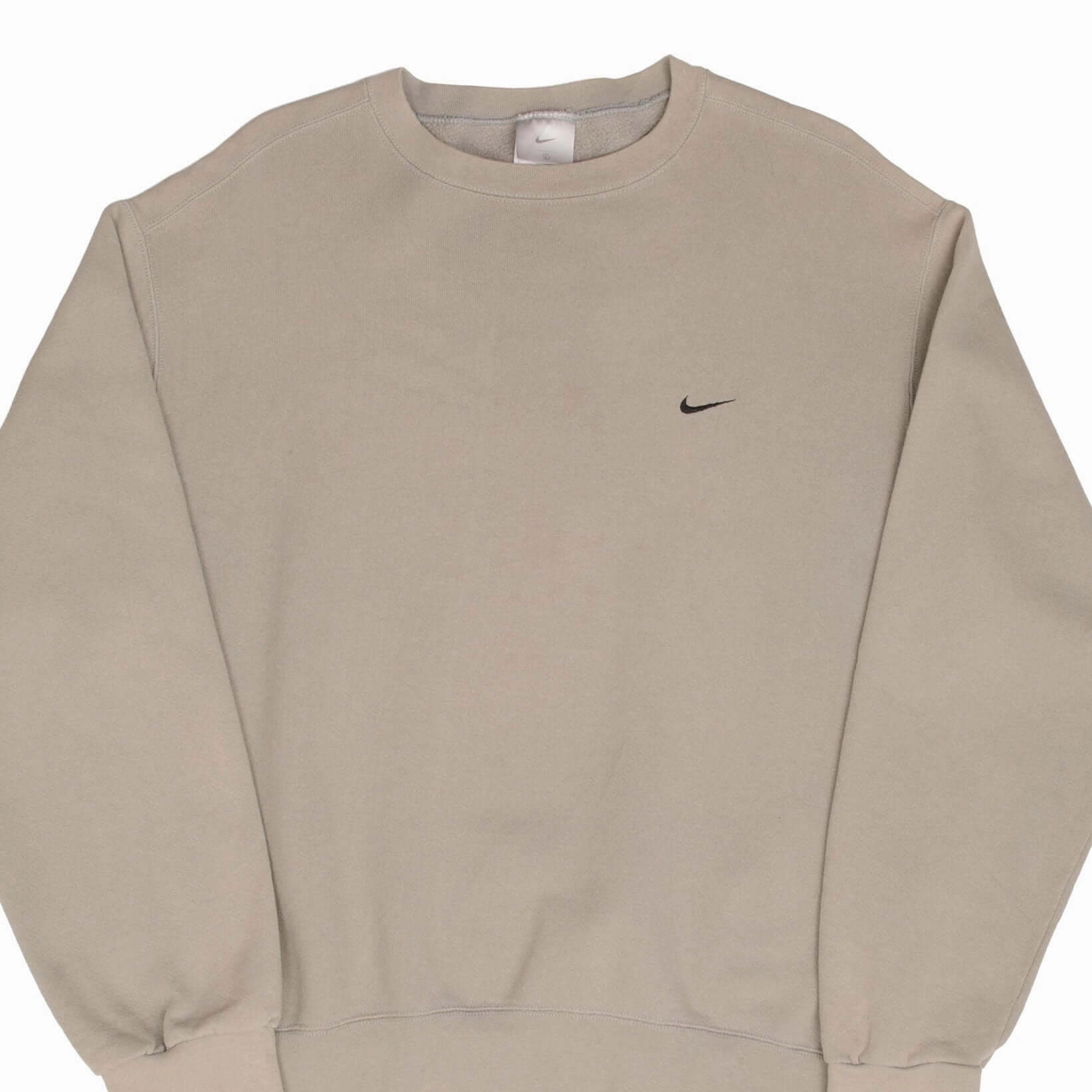 VINTAGE NIKE CLASSIC SWOOSH BEIGE SWEATSHIRT 2000S SIZE LARGE MADE IN USA Silk Chill Clothing