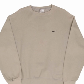 VINTAGE NIKE CLASSIC SWOOSH BEIGE SWEATSHIRT 2000S SIZE LARGE MADE IN USA Silk Chill Clothing