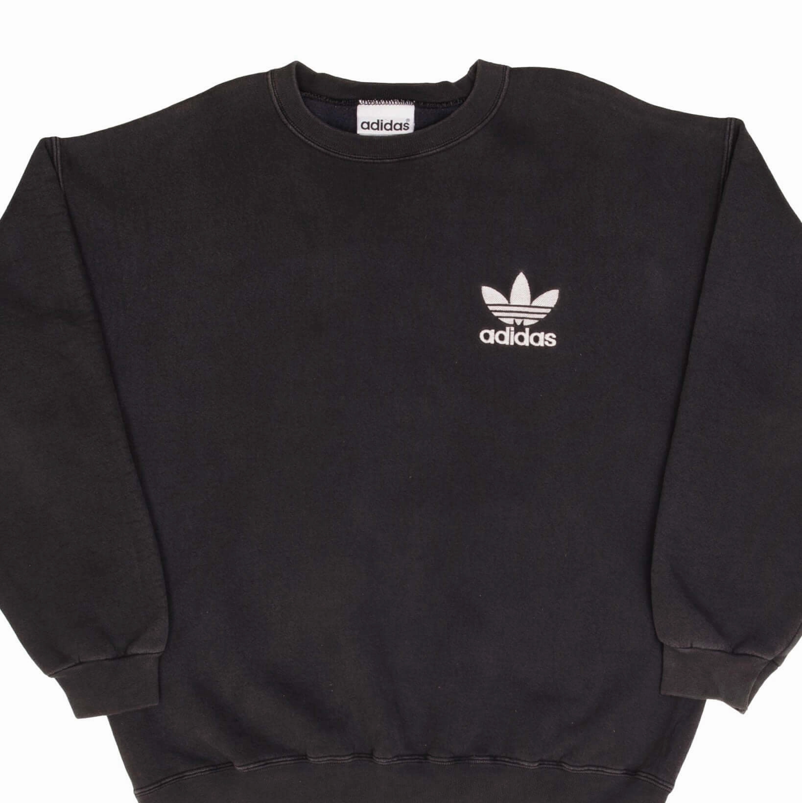 VINTAGE ADIDAS CLASSIC BLACK CREWNECK SWEATSHIRT 1990S SIZE MEDIUM MADE IN USA product flannel coziness Home Comfort