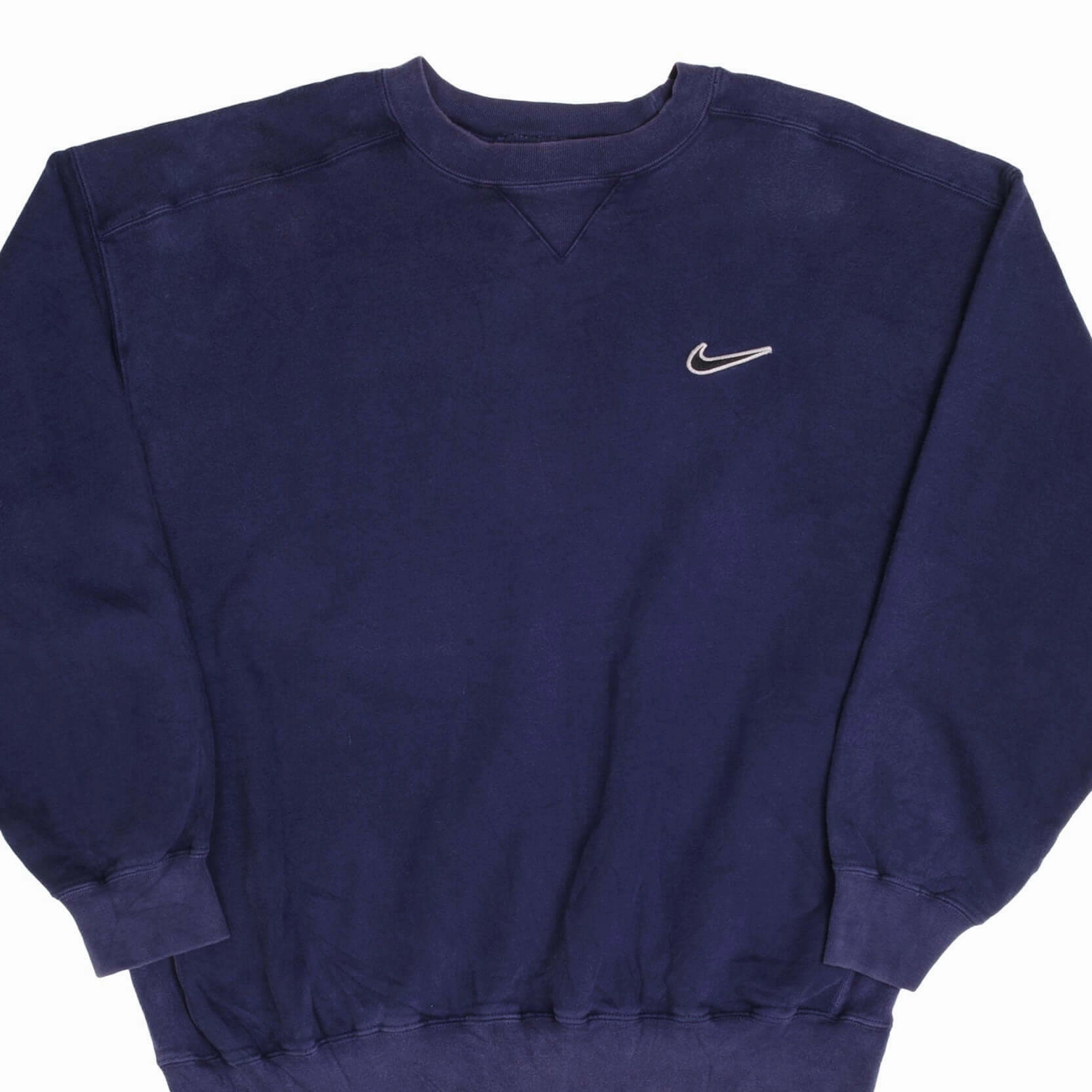 Tall Length VINTAGE NIKE SWOOSH BLUE HEAVYWEIGHT SWEATSHIRT 1990S SIZE LARGE