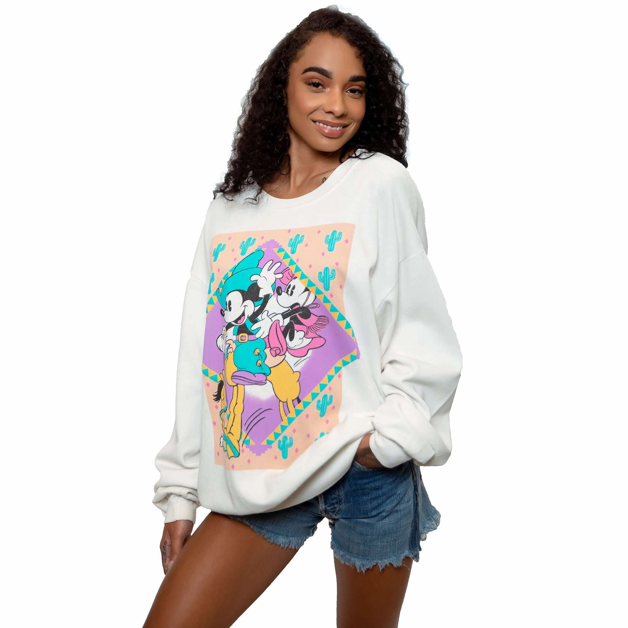 VINTAGE DISNEY MICKEY COWBOY SWEATSHIRT SIZE XL MADE IN USA 1980s City Cool