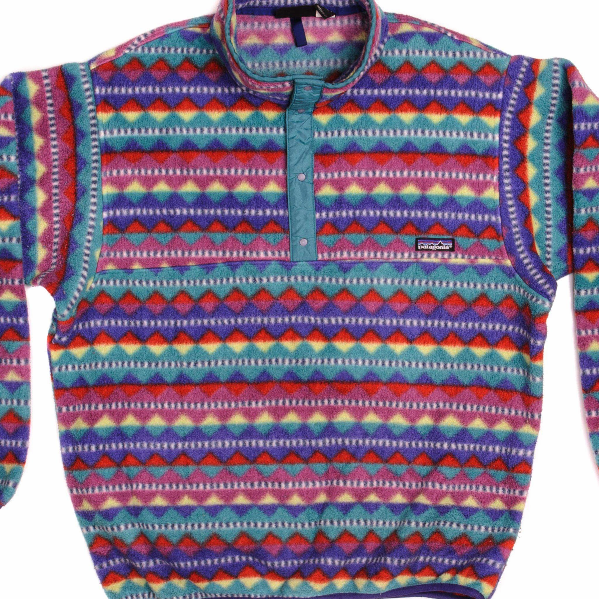 Office Wear product mountain style allure VINTAGE PATAGONIA FLEECE SNAP T PULLOVER SWEATSHIRT 1990s SIZE LARGE MADE IN USA