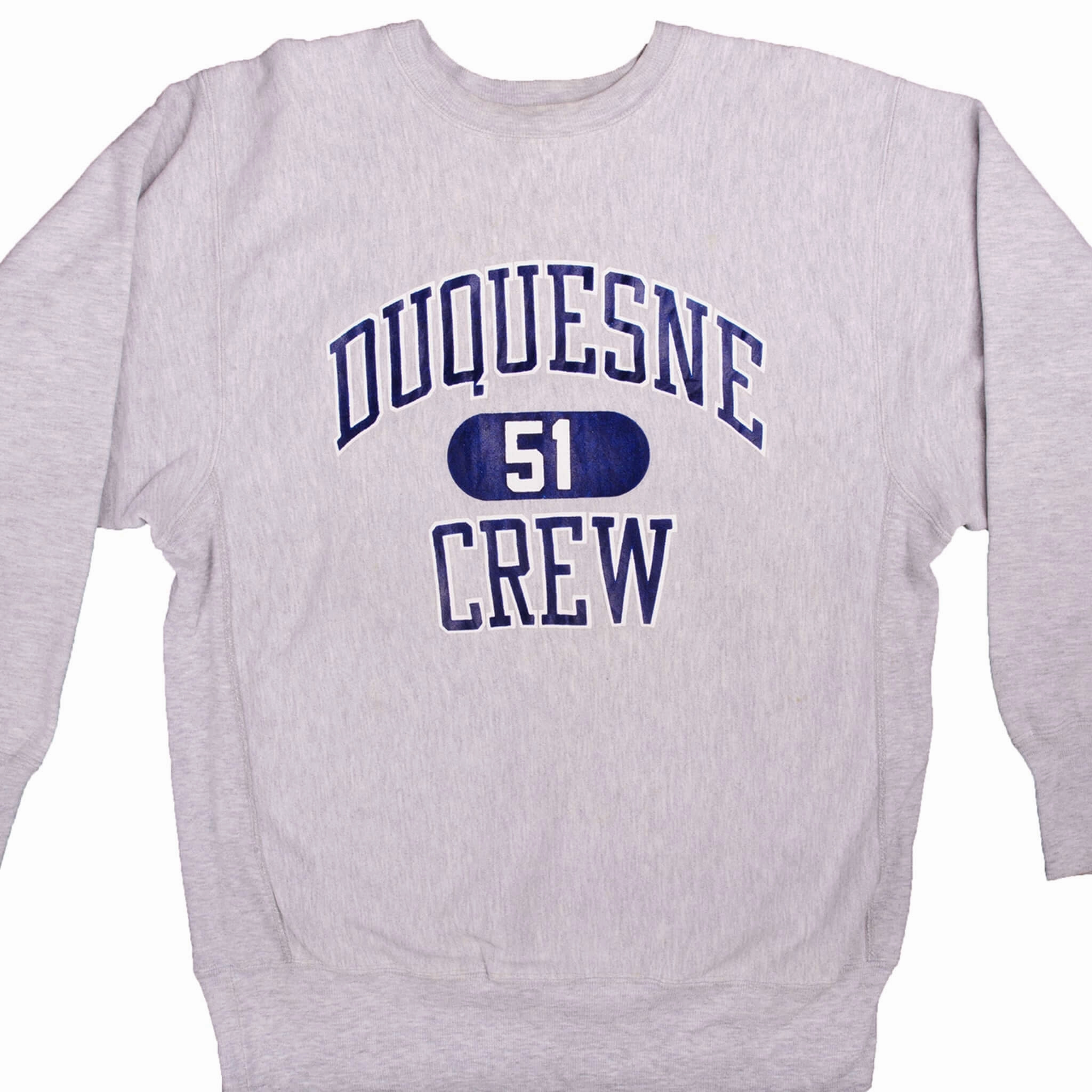 VINTAGE CHAMPION REVERSE WEAVE DUQUESNE CREW SWEATSHIRT 1990S XL MADE USA product label information
