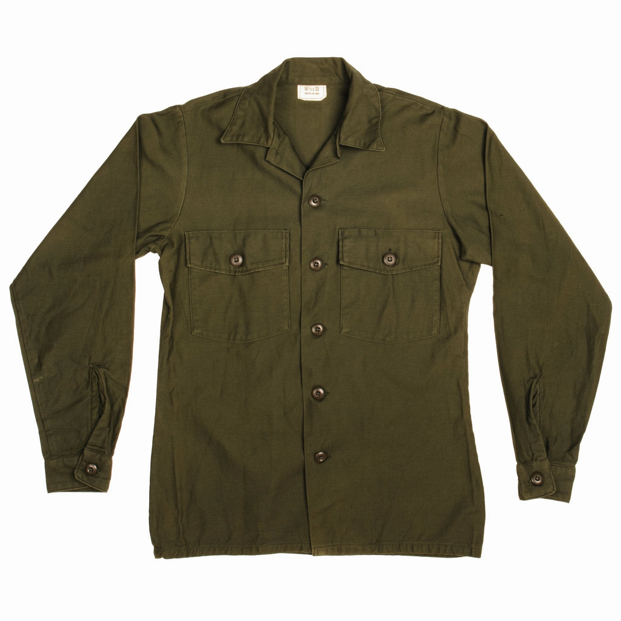 Hiking Essential VINTAGE US ARMY COTTON SATEEN UTILITY SHIRT P64 1975 VIETNAM WAR SZE 14 1/2 x 33