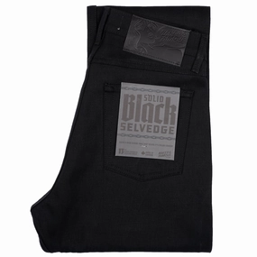 Stylish Casual Evening Stroll True Guy - Solid Black Selvedge - 36" Long Inseam