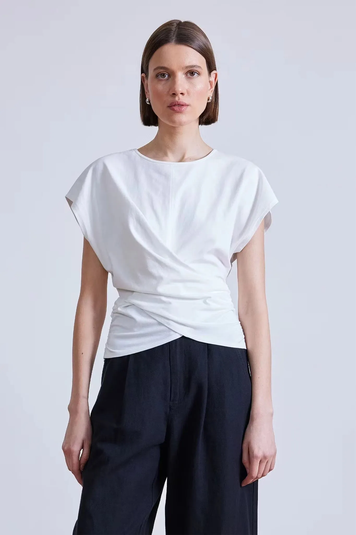 NoSideSeam Twist Drape Tee