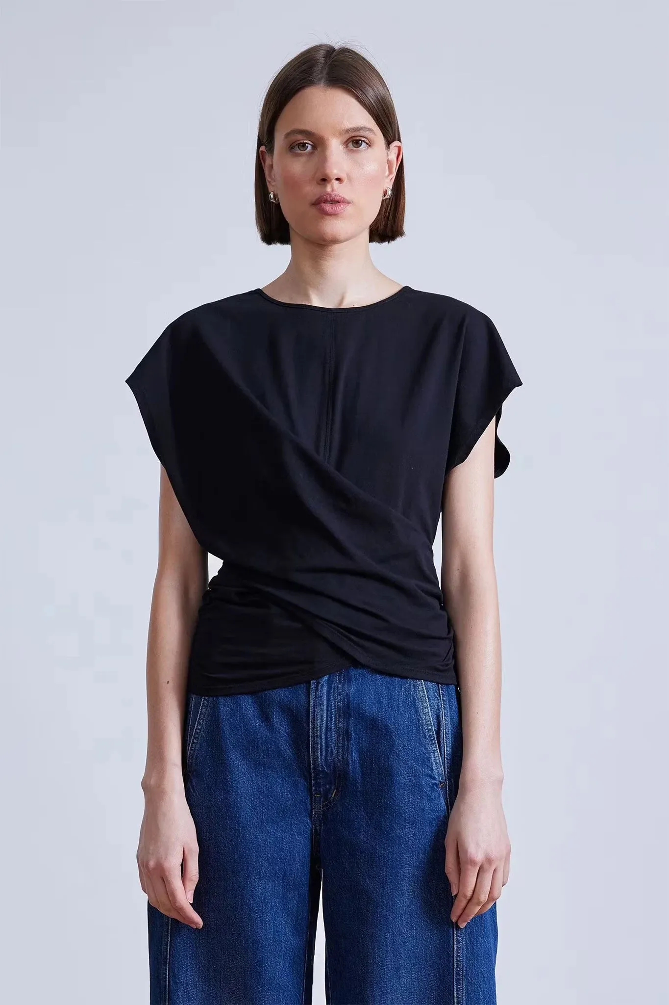 Casual and Soft Comfy Vibes Twist Drape Tee