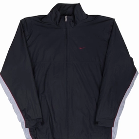 VINTAGE NIKE BLACK CLASSIC SWOOSH WINDBREAKER JACKET 2000S LARGE Ventilation Grommets Commodity