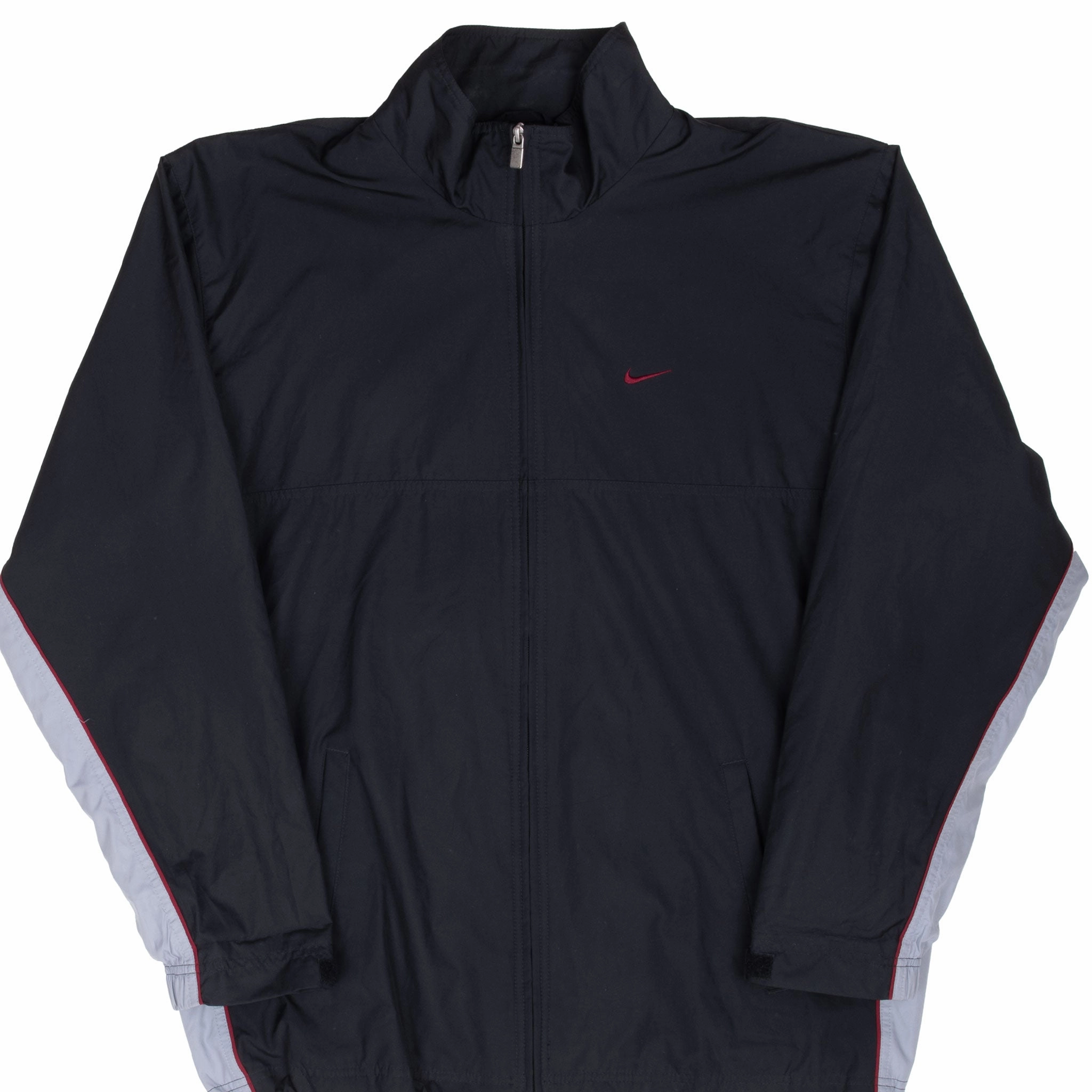 VINTAGE NIKE BLACK CLASSIC SWOOSH WINDBREAKER JACKET 2000S LARGE Ventilation Grommets Commodity