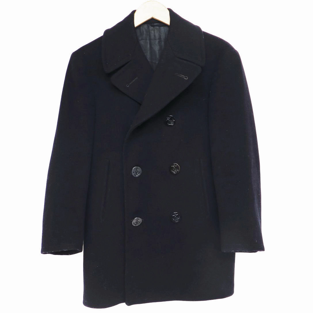 VINTAGE USN US NAVY PEACOAT 1960'S CLOTHING SUPPLY OFFICE SIZE 34 STENCILED Adventure Day Look Rainy Day