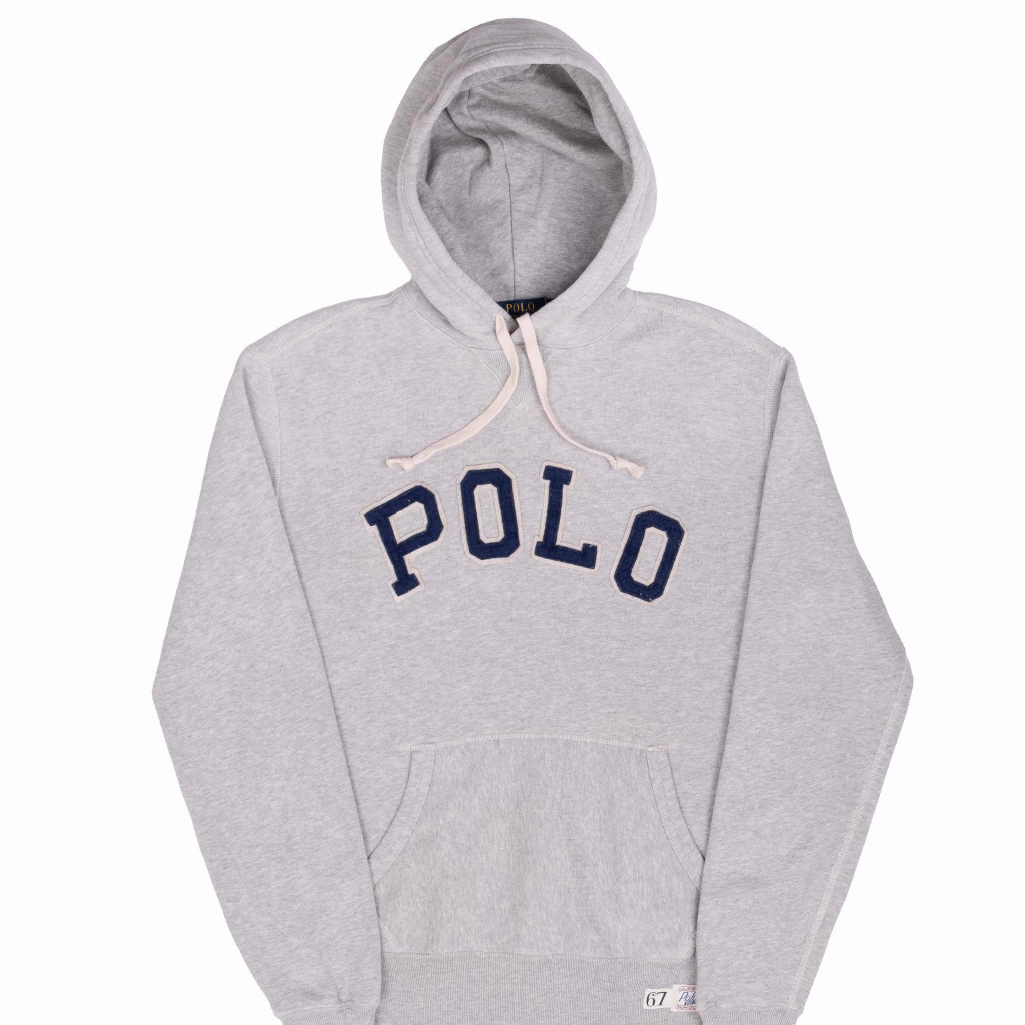 Sporty Layer VINTAGE POLO RALPH LAUREN GREY HOODIE SWEATSHIRT SMALL