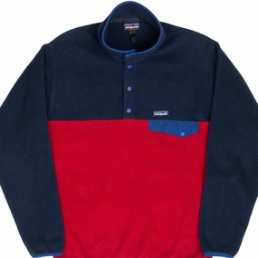Change Performance Use VINTAGE PATAGONIA SNAP T BLUE & RED SYNCHILLA PULLOVER FLEECE JACKET MEDIUM