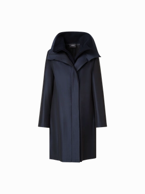 Layered Wool Coat with Removable Silk Layer Slip Resistant Grip