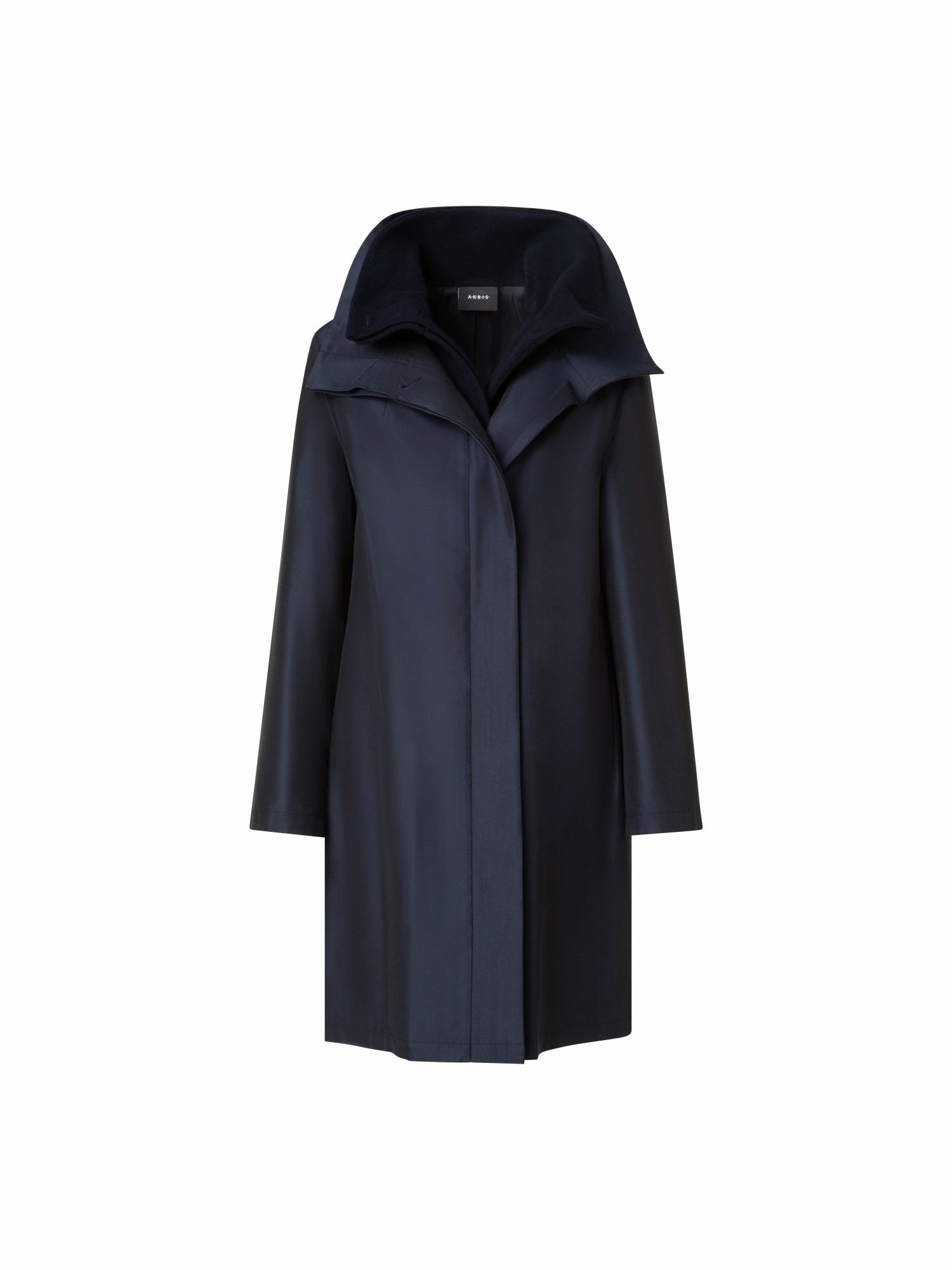 Layered Wool Coat with Removable Silk Layer Slip Resistant Grip