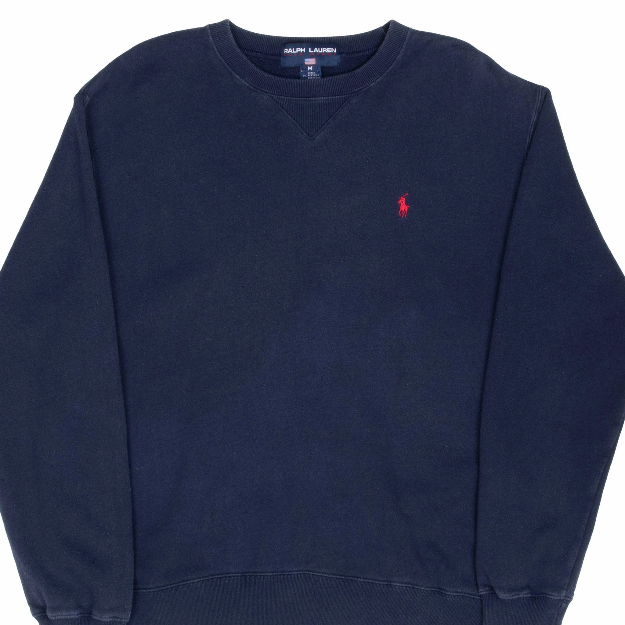Soft Comfort VINTAGE RALPH LAUREN POLO SPORT NAVY BLUE 1990S SWEATSHIRT MEDIUM