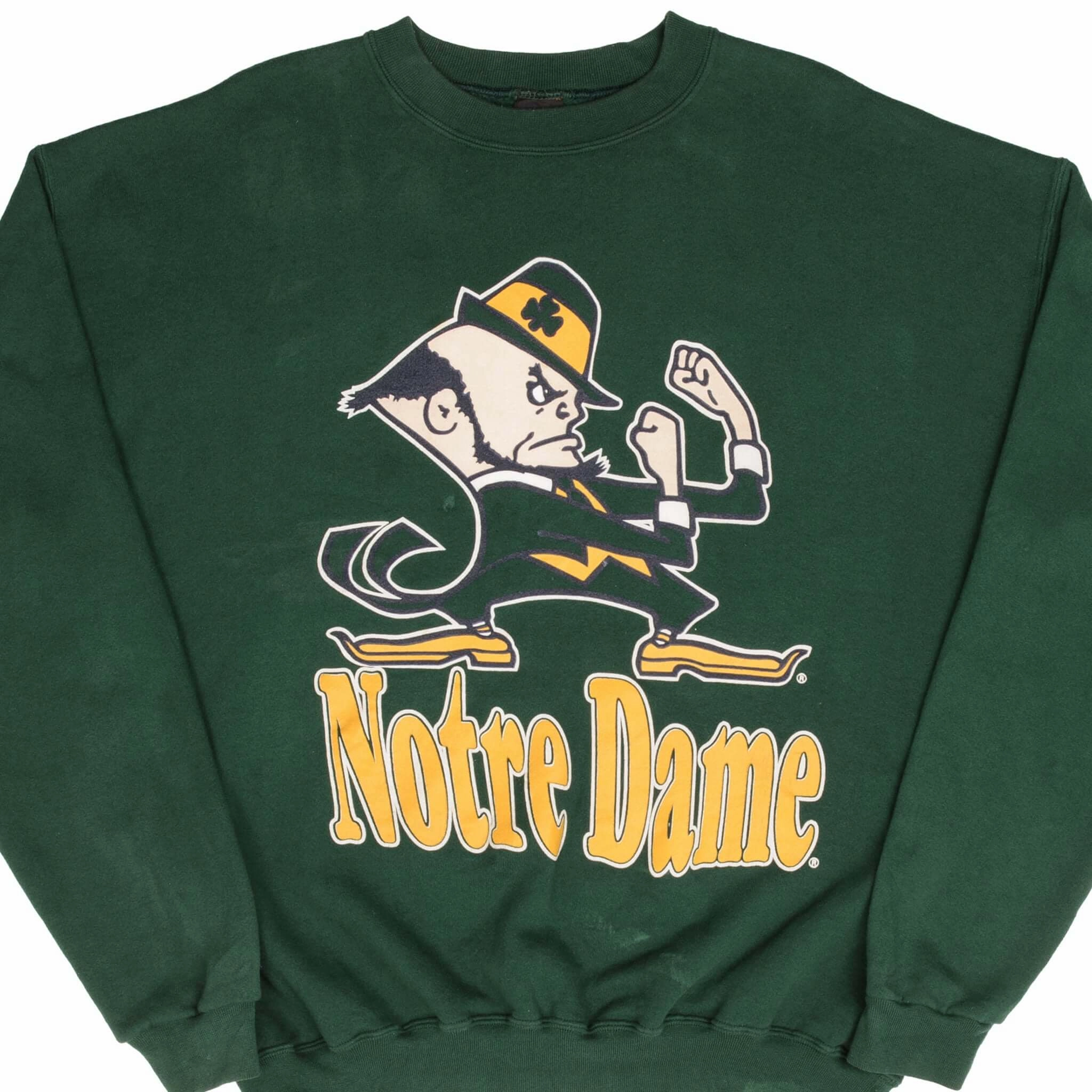 VINTAGE NCAA NOTRE DAME UNIVERSITY IRISH SWEATSHIRT 1990S SIZE XL MADE IN USA Smart Hoodie Chilly Weather Style