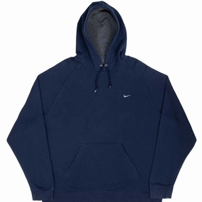 VINTAGE NIKE CLASSIC SWOOSH NAVY BLUE HOODIE SWEATSHIRT 2000S SIZE 2XL Tall Length Classic Fit
