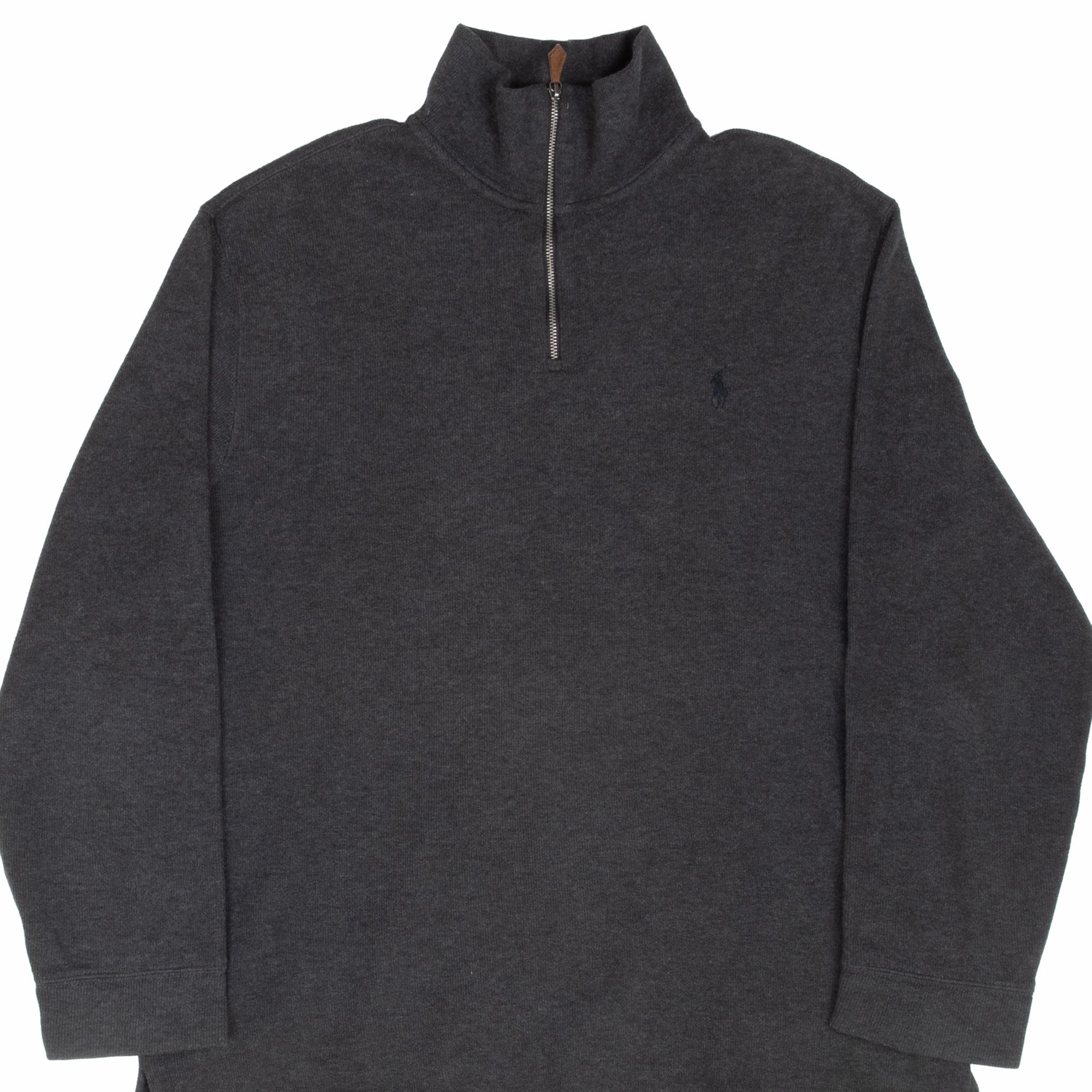 Premium Comfort VINTAGE POLO RALPH LAUREN DARK GREY QUARTER 1/4 ZIP SWEATER 1990S LARGE