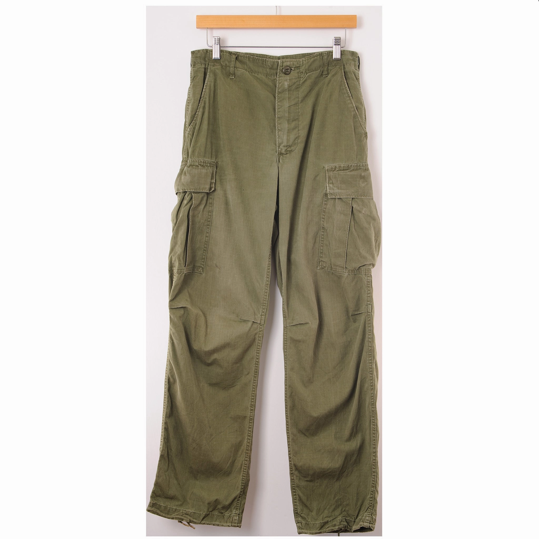 US ARMY FIELD TROUSERS PANTS RIP STOP POPLIN 1969 VIETNAM WAR SIZE 30X32 SMALL LONG Reinforced Pockets