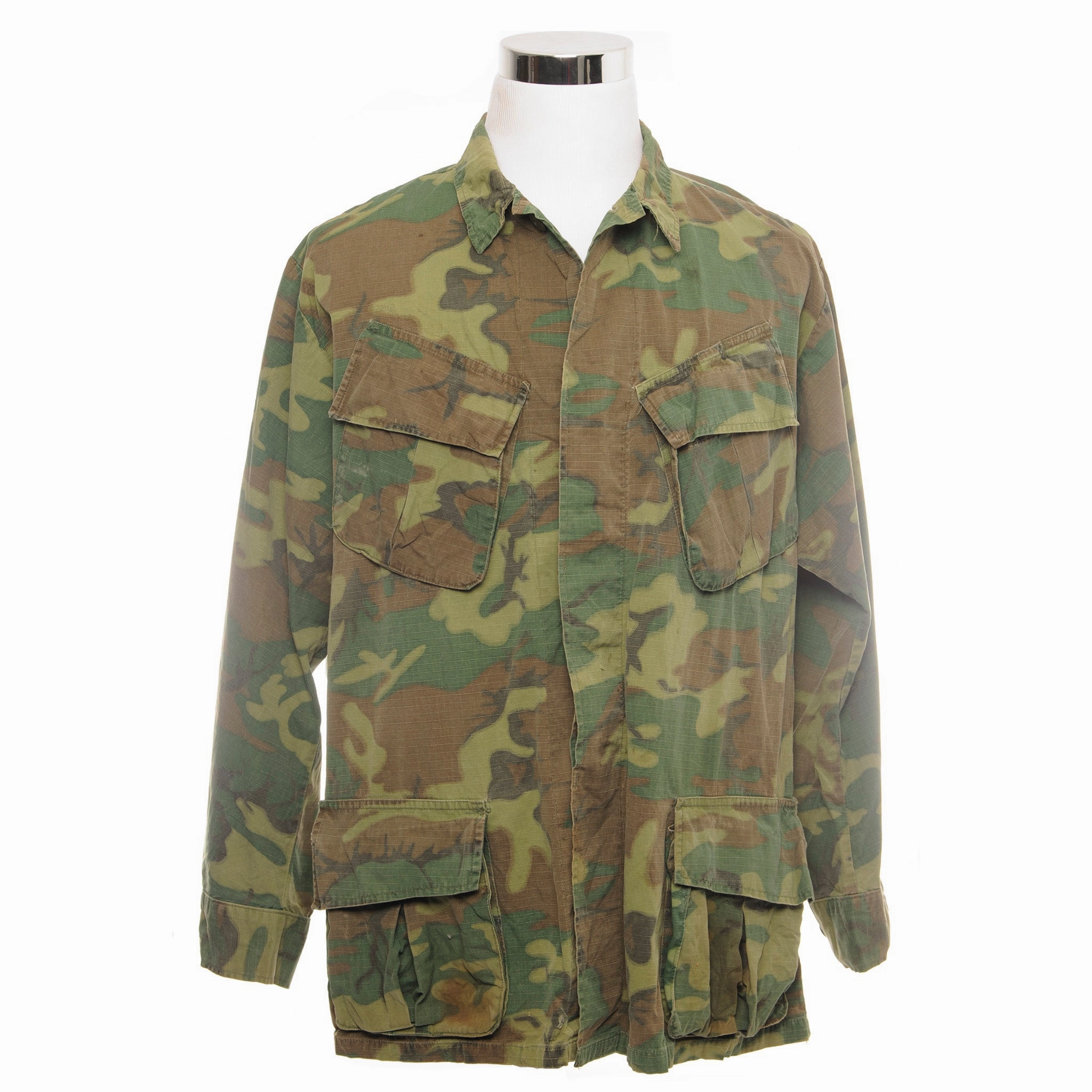 US ARMY TROPICAL COMBAT ERDL JACKET 5TH PATTERN RIPSTOP 1968 VIETNAM WAR SIZE LARGE REGULAR Built For Cold Smooth Zipper Action