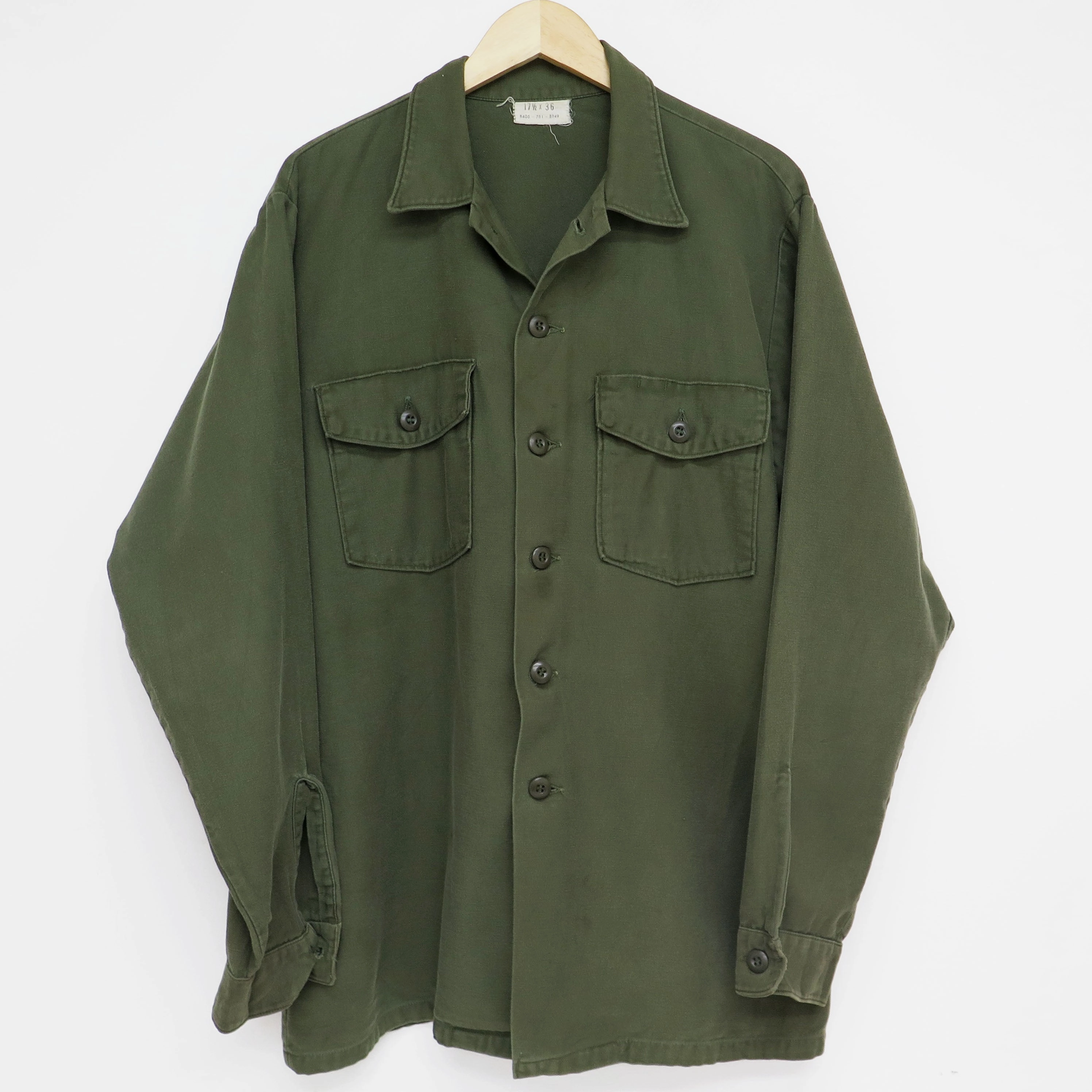 Outdoor Minimal US ARMY UTILITY SHIRT P-64 P64 1975 Size 17 1/2 x 36