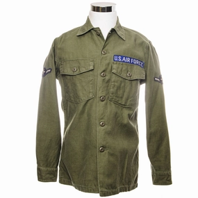 product couple connection USAF US AIR FORCE UTILITY SHIRT P64 1970'S VIETNAM WAR AIRMAN PATCH SIZE 15 1/2 X 33